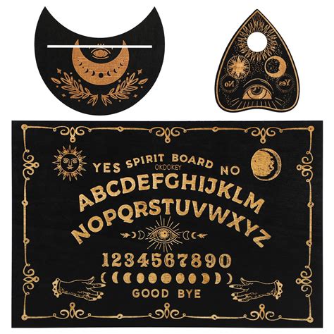 Buy Wooden Black Ouija Board Set 11.8 x 7.8 Inch Classic Talking Boards ...