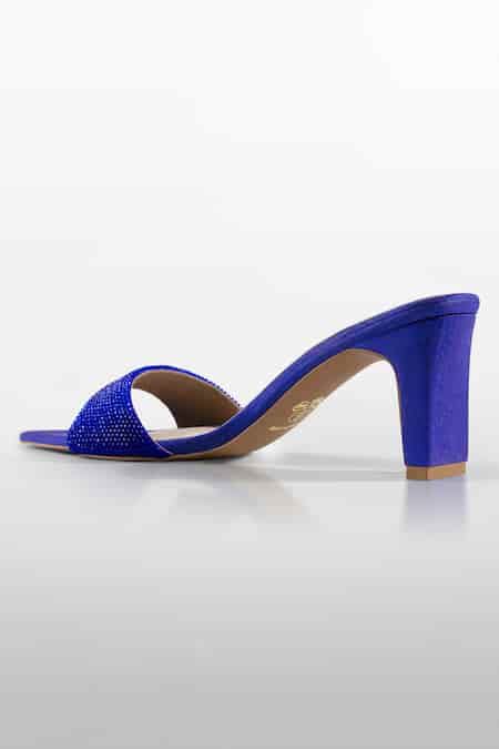 Buy Blue Rhinestones Azure Glint Heels by Signature Sole Online at Aza ...