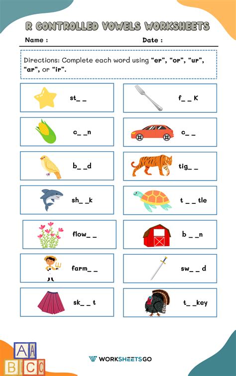 R Controlled Vowels Worksheet in 2025 | Vowel worksheets, Phonics ...