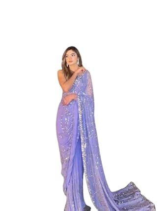 Buy SIDDHI FASHION Women's Georgette All Over Sequence Work Saree With ...