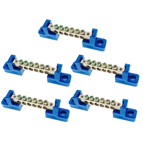 Cermant 5 PCS Terminal Bus Bar Terminal Block 6 Positions Brass Wire ...
