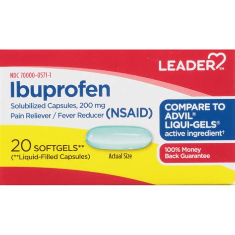Leader Ibuprofen, 200 mg, Softgels (20 each) Delivery or Pickup Near Me ...