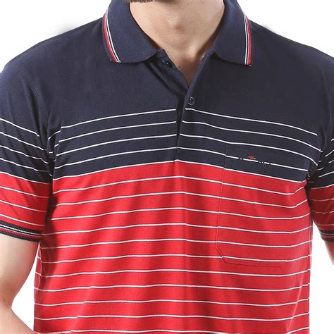 Stripe Polo T-shirt in Black and Red – Deer Club