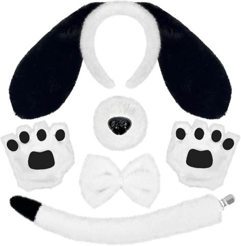 Amazon.com: 5Pcs Puppy Dog Ears Costume Set for Adult Kids Black and ...