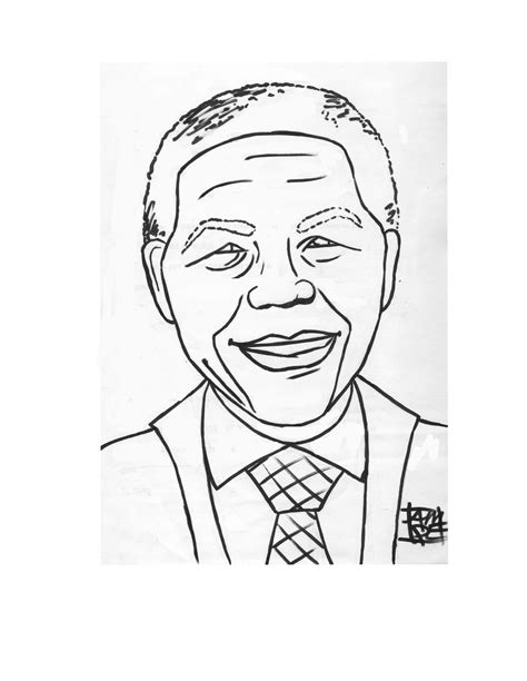 Nelson Mandela Drawing Easy Sketch Coloring Page