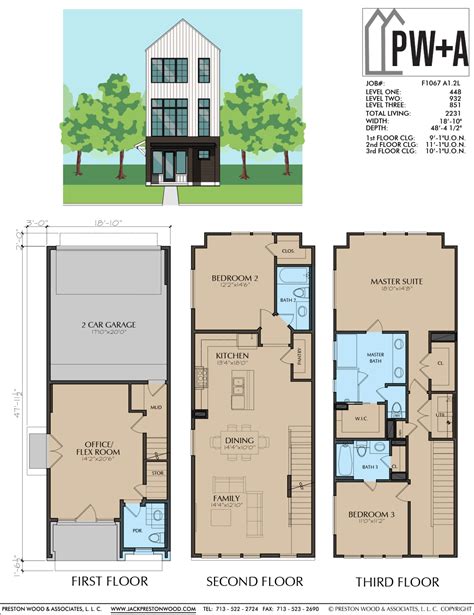Three Story Townhome Plan F1067 A1 - Jack Preston Wood