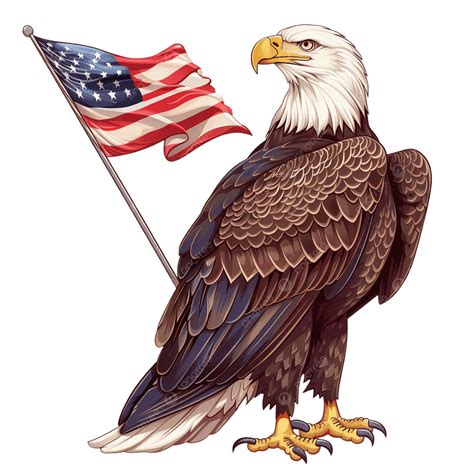 Bald Eagle Landing With American Flag In Beak, Patriotic Bald Eagle ...