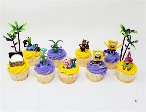 Spongebob Squarepants 11 Piece Birthday Cupcake Topper Set Featuring 2 ...