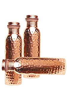 Buy Vatikart Elegant 1 Litre Three Hammered Copper Bottles Online at ...