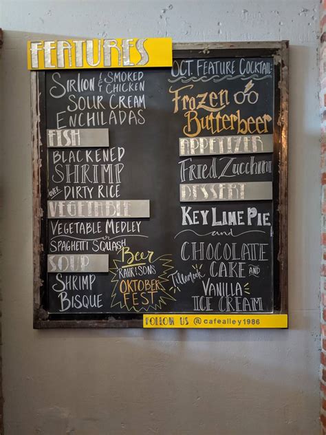 Menu at Cafe Alley, Ardmore, 126 A St NE