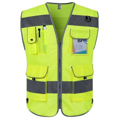 TCCFCCT Reflective Safety Vest, 9 Pockets, High Visibility, ANSI/ISEA ...