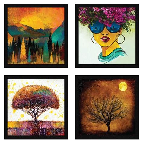 ArtX Paper Scenic Trees And Women Face Wall Art Painting, Multicolor ...