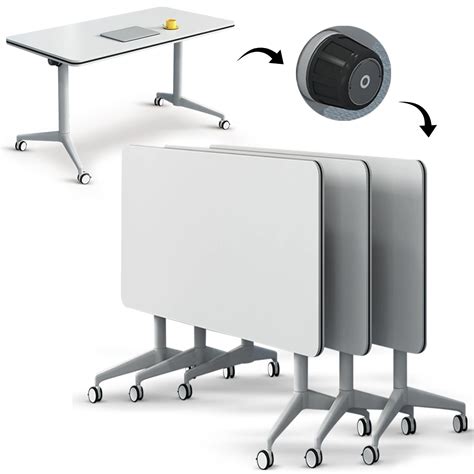 Conference Table Flip Top Mobile Training Table,White Folding Conference Room Table,Modular ...