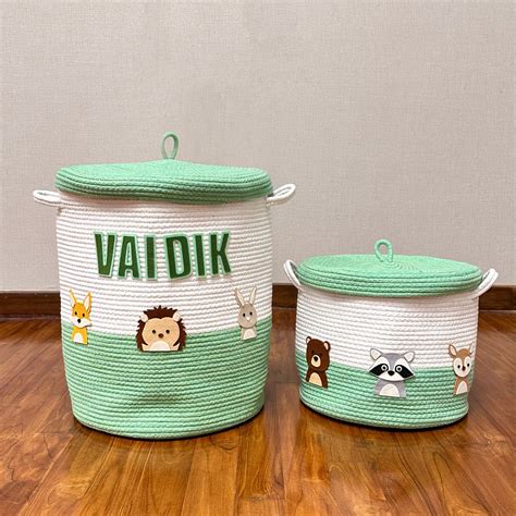 Baby Kids Toy/Laundry Cotton Rope Handmade Nursery Storage Baskets ...