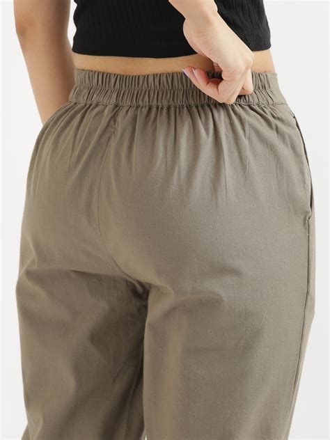 Grey Cotton Trouser For Women | Regular Fit | सादा /SAADAA