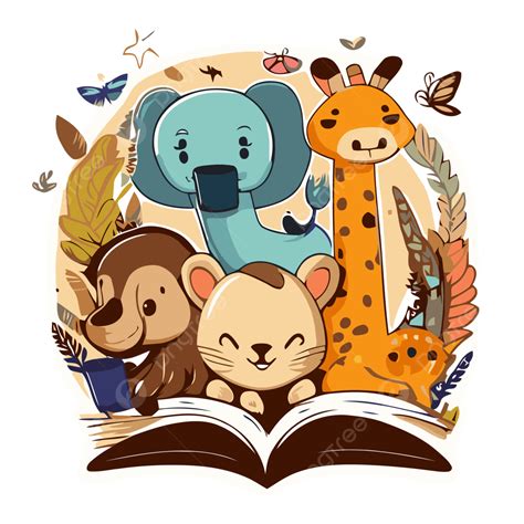 Animal De Dibujos Animados Leyendo Un Libro