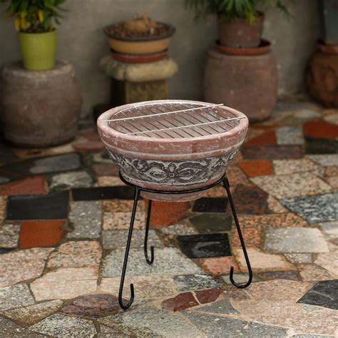 Snapklik.com : Indoor And Outdoor Small Red And Grey Grill Clay Fire Pit And Accent Design And ...