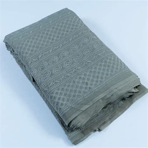 Taupe Color Georgette Chikan Embroidery