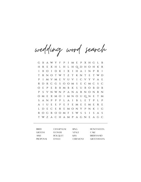 Etsy Wedding Word Search