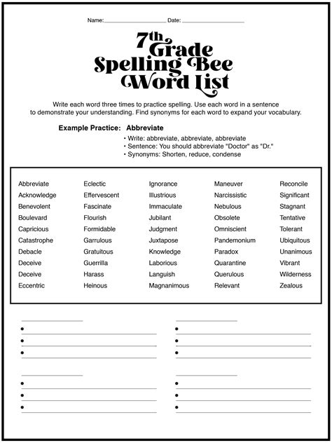 15 7th Grade Spelling Words Worksheets - Free PDF at worksheeto.com