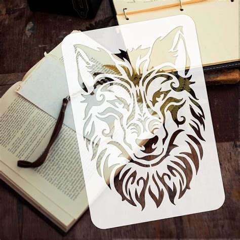 1pc Wolf Stencil Large Painting Stencil Reusable Plastic Stencil ...