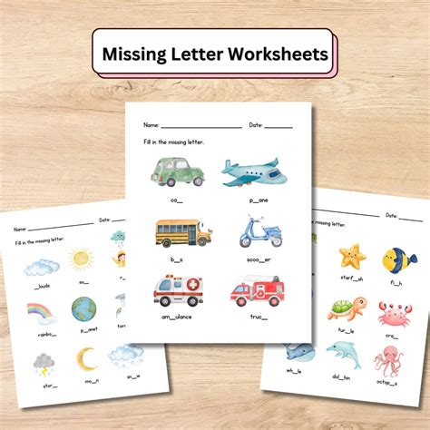 Missing Letter Worksheets for Kids, Spelling Activities, Alphabet ...