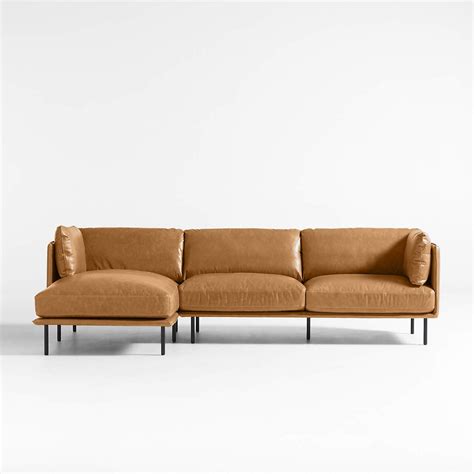 Wells Leather 2-Piece Chaise Sectional Sofa | Crate and Barrel UAE