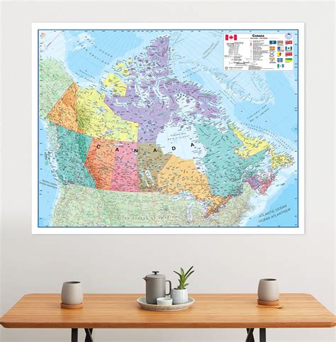 Map Of The World World Maps International Political Wall Map MEDIUM With Flags HANGING World Map ...