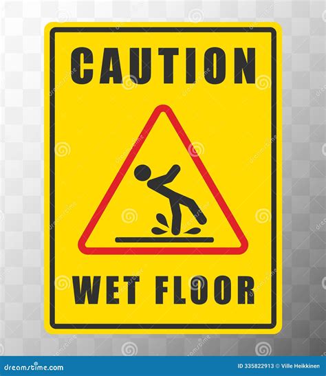 Wet Floor Sign Symbol. Slippery Floor Caution Orange Black Sign Plate ...