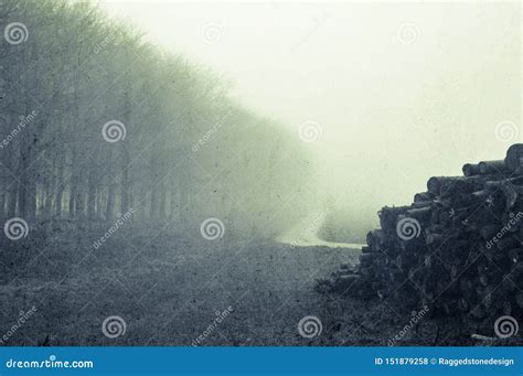 A Spooky Path on the Edge of Woodland Next To a Pile of Logs. on a ...