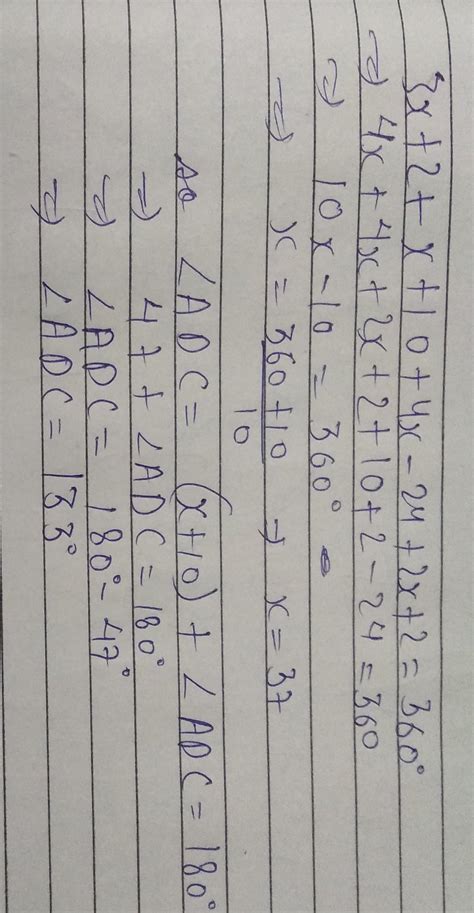 6. Find the measure of ZADC. AZ ( (3x + 2)° X + 10° B a (4x - 24) (2x ...