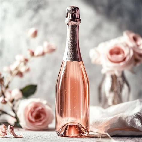 Elegant champagne celebration with soft pink roses and sparkling lights ...