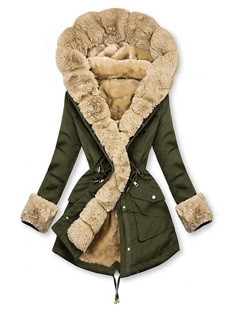 Women's Winter Coat Winter Jacket Parka Windproof Warm Drawstring Fur ...