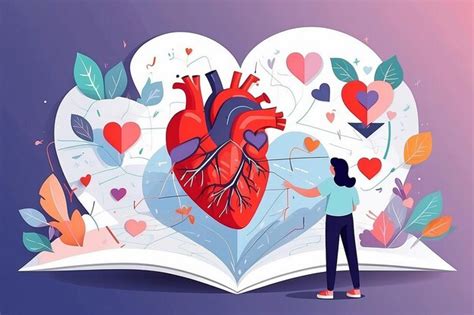 Hearts journey crafting a selflove map flat style vector design ...