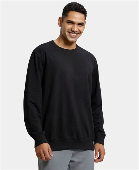 Buy Super Combed Cotton French Terry Solid Sweatshirt with Ribbed Cuffs ...