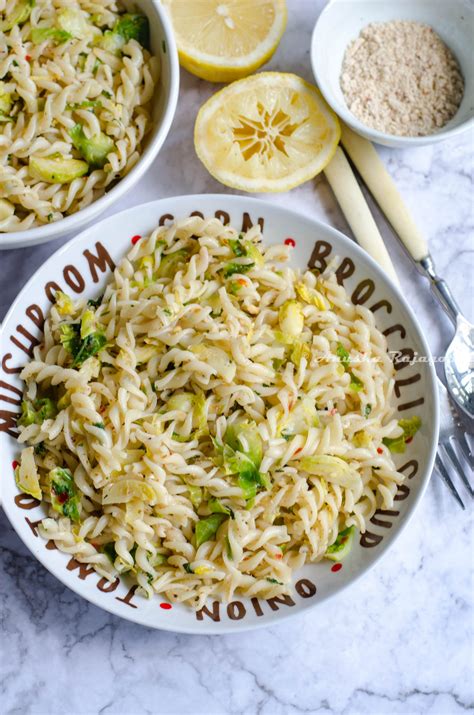 Brussels Sprouts Pasta With Lemon- Vegan - Tomato Blues