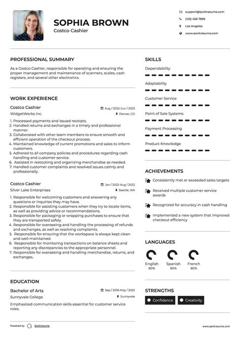 10+ Costco Cashier Resume Samples & Templates for 2025