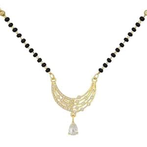 Buy VIEN Elegant Gold-Plated Mangalsutra Necklace with Black Beads ...