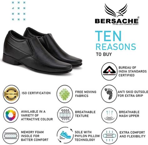 BERSACHE Bersache Men's Hidden Height Increasing 3" Elevator Formal ...