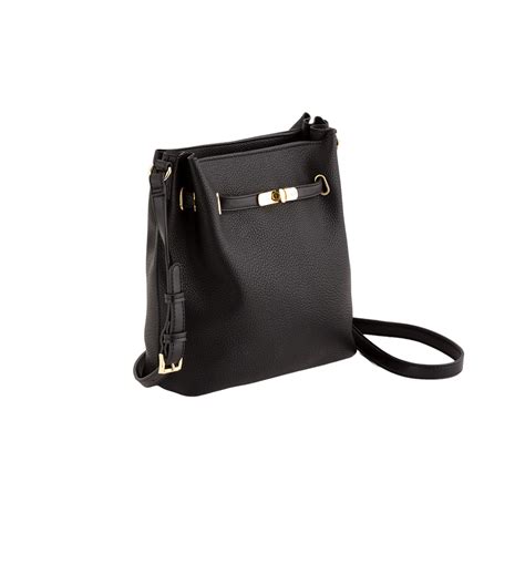 Buy CARPISA Ermione V1 Black Faux Leather Crossbody Bag For Womens ...