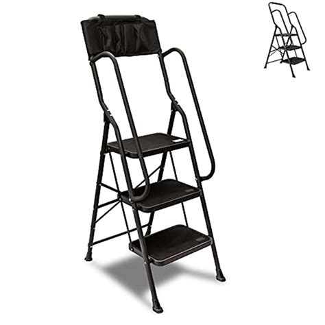 Step Ladder, Folding Ladder with Handrails, Portable Steel Step Stool ...