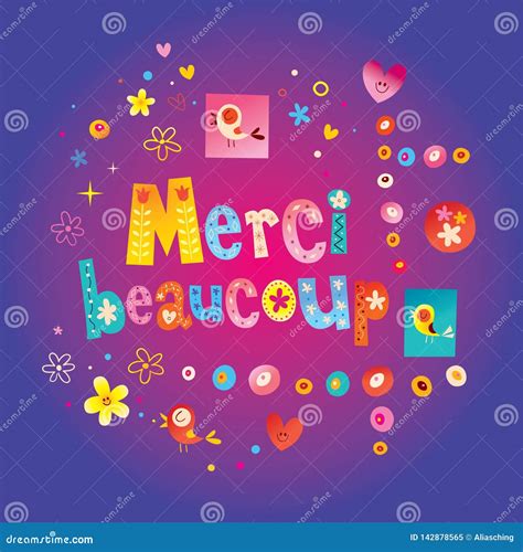 Merci Beaucoup Thank You Very Much In French Greeting Card Vector ...