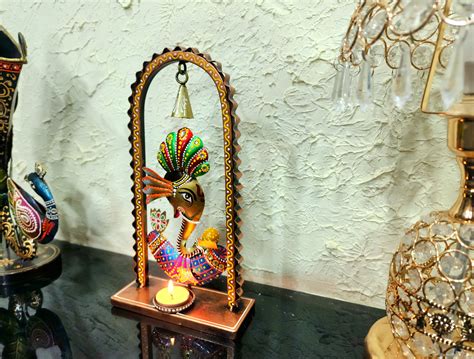 Decorative Ganesh Multicolour Metal Ganesh bell tea light stand | D-Decorum