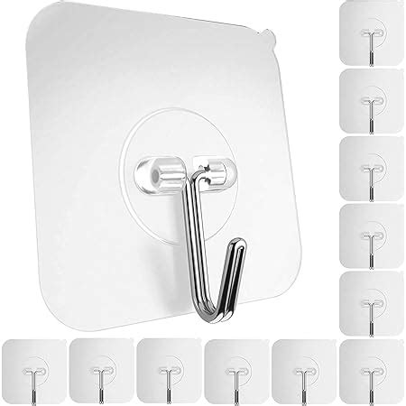 Wolpin Self Adhesive Wall Hooks, PVC Waterproof Big Adhesive Heavy Duty ...