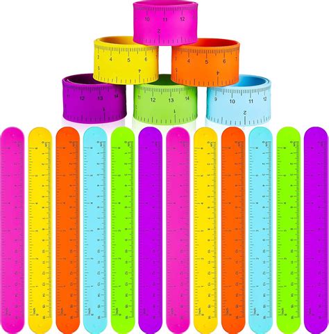 Buy 24 Pieces Ruler Slap Bracelets Bands Colorful Ruler Snap Bands ...