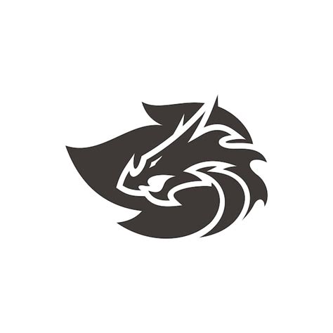 Sylwetka głowy smoka i logo wektor symbol płomienia ognia w kolorze ...