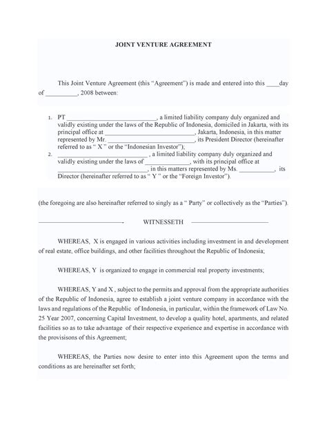 53 Simple Joint Venture Agreement Templates [PDF, DOC] ᐅ TemplateLab
