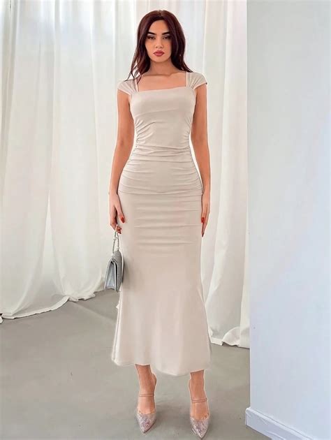 Aloruh Women's Cap Sleeve Ruched Sheath Dress for Sale Australia| New ...