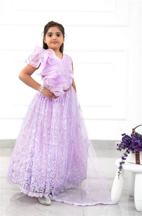 Embroidered Lahenga with ruffled crop top and attached dupatta – Kirti ...