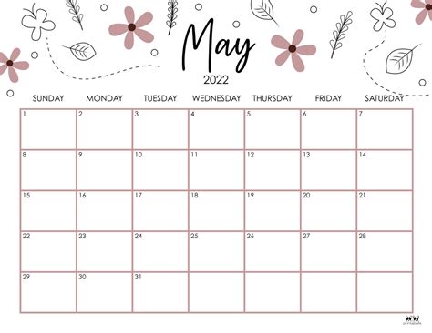 May 2022 Calendars - 25 FREE Printable Calendars | Printabulls